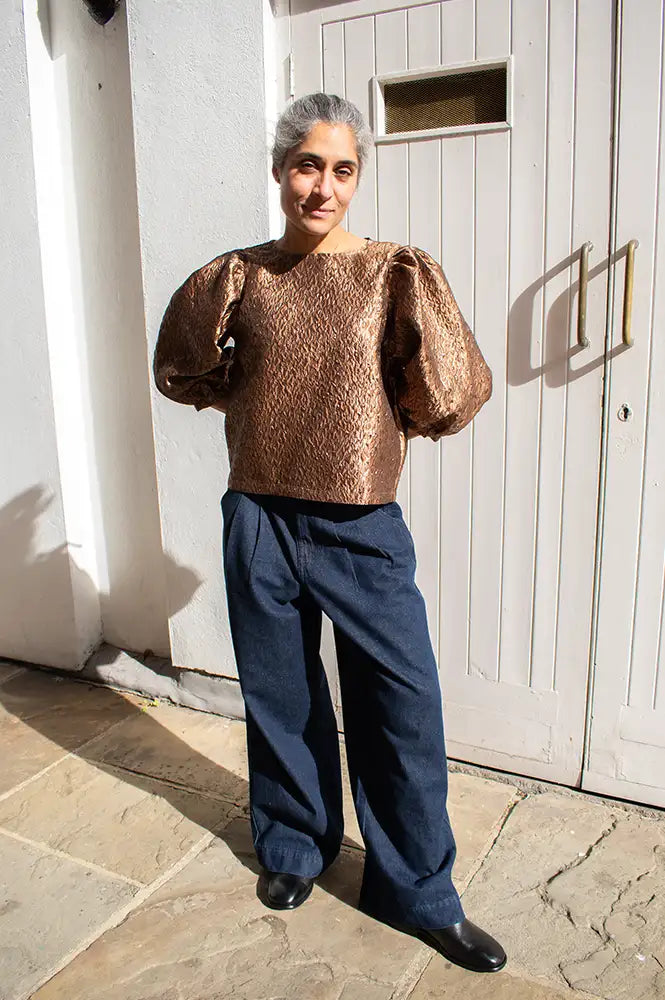 By-Bar Jet Copper Cheetah Sparkle Blouse