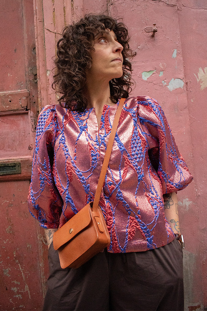 By-Bar Mauri Coral Jacquard Blouse