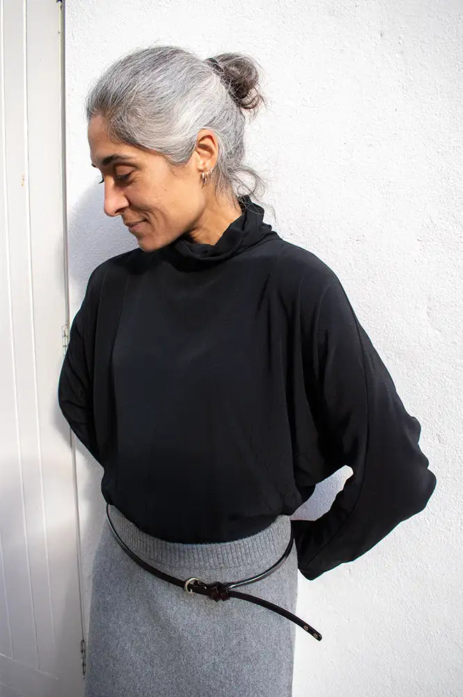 By-Bar Ien Jet Black Viscose Blouse
