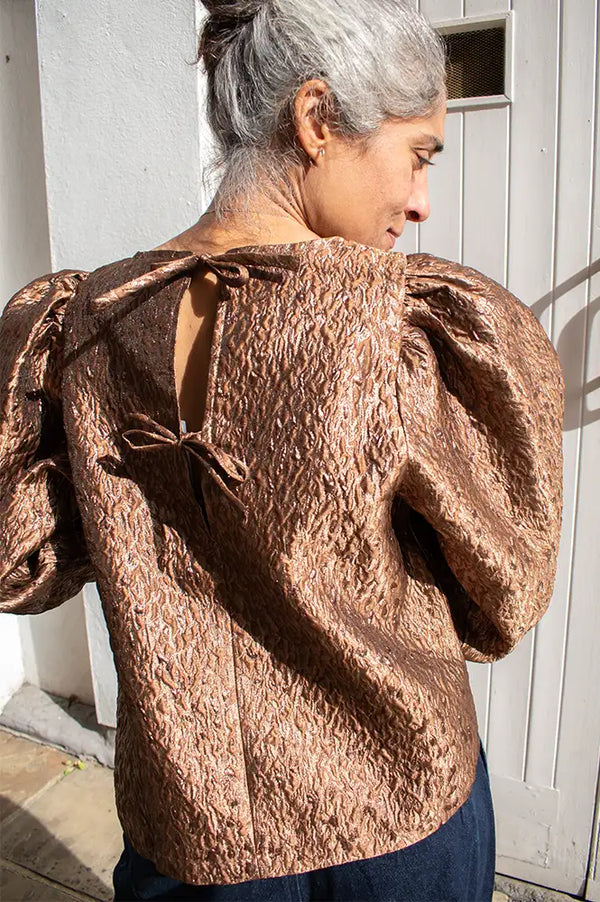 By-Bar Jet Copper Cheetah Sparkle Blouse