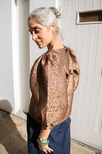 By-Bar Jet Copper Cheetah Sparkle Blouse