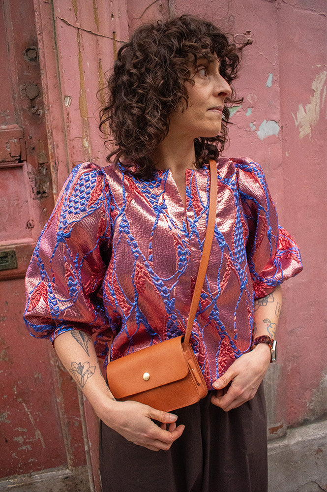 By-Bar Mauri Coral Jacquard Blouse