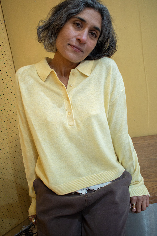 Basic Apparel Selem Sunlight Knitted Polo Sweater - The Mercantile London