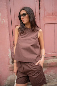 Basic Apparel Ida Chicory Coffee Top - The Mercantile London