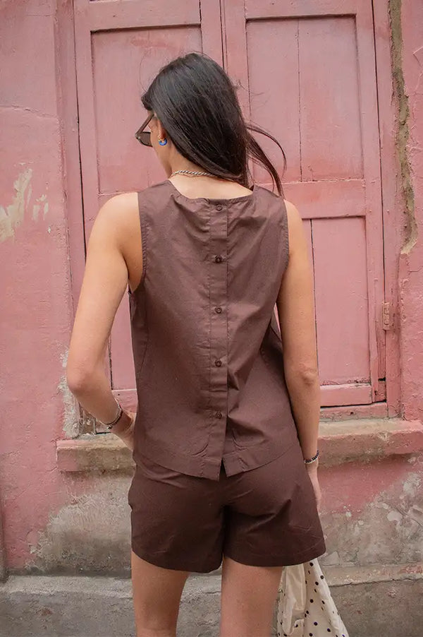 Basic Apparel Ida Chicory Coffee Top - The Mercantile London