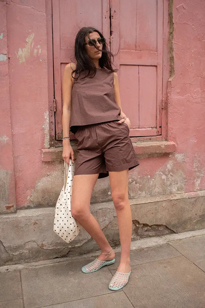 Basic Apparel Silje Chicory Coffee Shorts - The Mercantile London