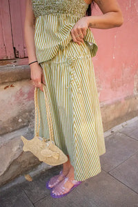 Damson Madder Caspia Basil Stripe Midi Skirt