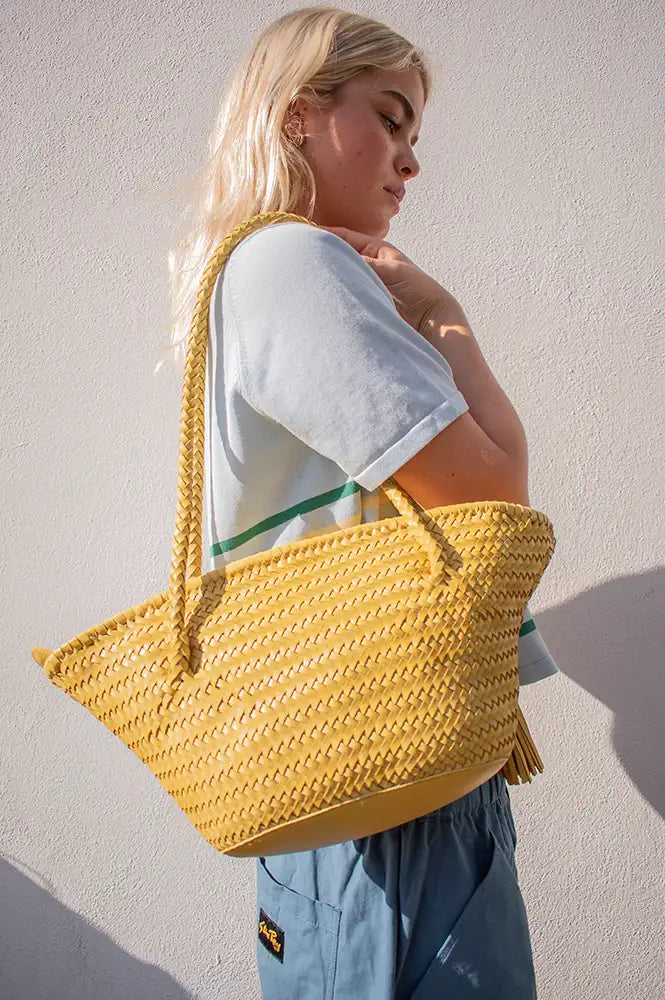Biba Perkins Lime Braided Leather Basket Bag - The Mercantile London
