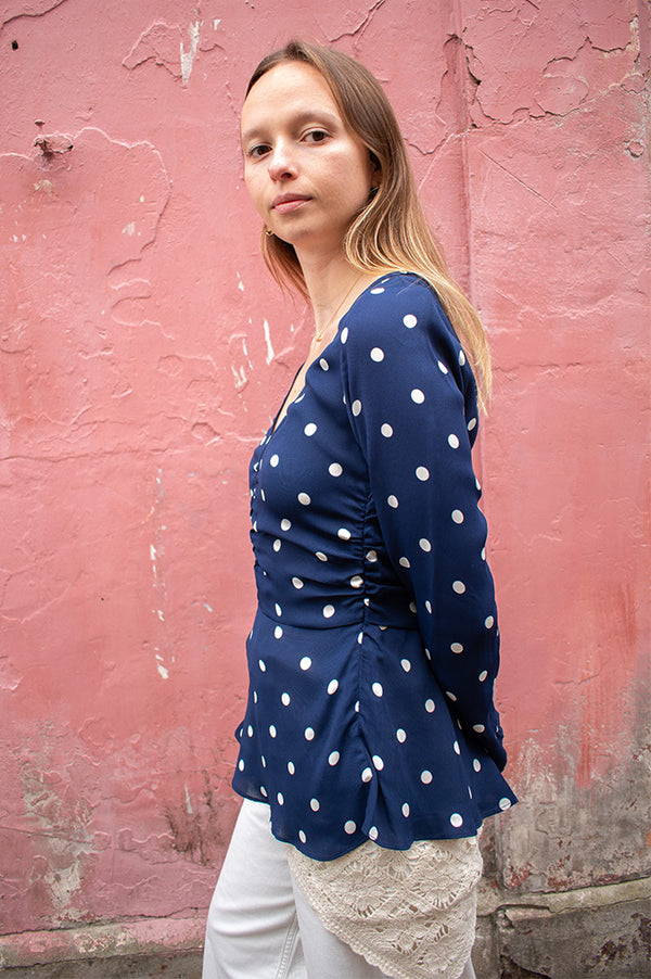 Baum Und Pferdgarten Mallie Navy Polkadot Blouse - The Mercantile London