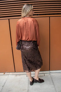 Baum Und Pferdgarten Shania Coffee Bean Brown Sequin Skirt