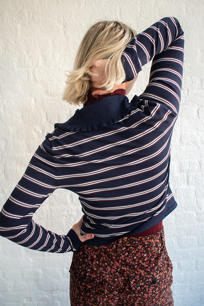 Baum Und Pferdgarten Catarin Navy And Plum Stripe Polo Top - The Mercantile London