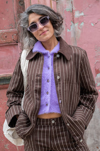 Baum Und Pferdgarten Benilda Creme Brown Pinstripe Jacket - The Mercantile London