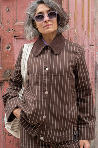 Baum Und Pferdgarten Benilda Creme Brown Pinstripe Jacket - The Mercantile London