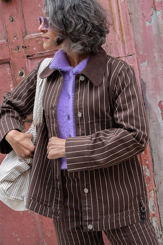 Baum Und Pferdgarten Benilda Creme Brown Pinstripe Jacket - The Mercantile London