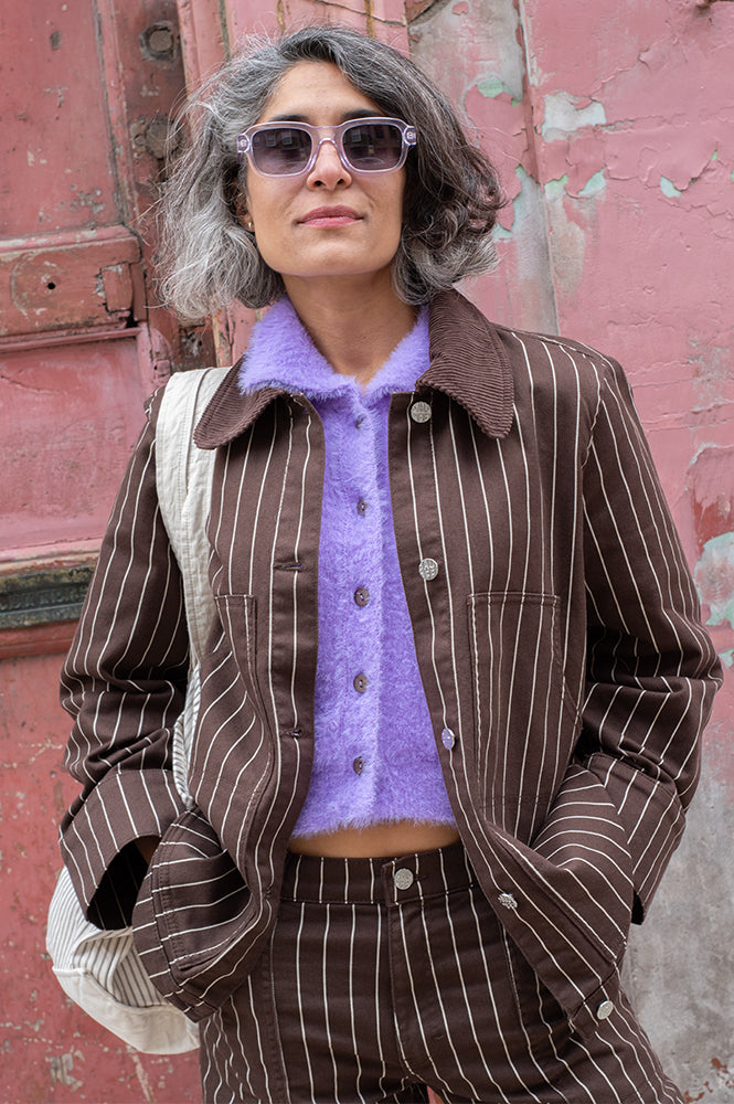 Baum Und Pferdgarten Benilda Creme Brown Pinstripe Jacket - The Mercantile London