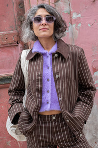 Baum Und Pferdgarten Benilda Creme Brown Pinstripe Jacket - The Mercantile London