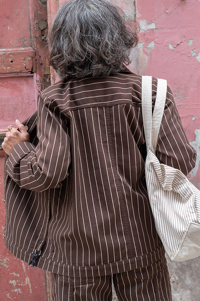 Baum Und Pferdgarten Benilda Creme Brown Pinstripe Jacket - The Mercantile London