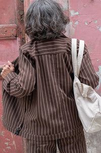 Baum Und Pferdgarten Benilda Creme Brown Pinstripe Jacket - The Mercantile London