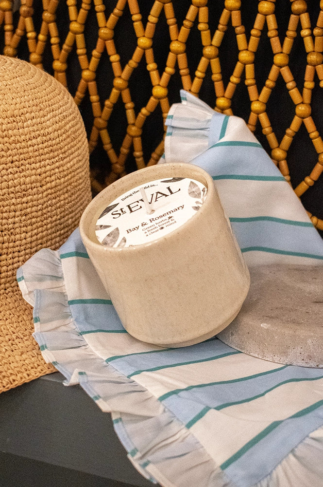 St. Eval Sand Dune Bay & Rosemary Ceramic Candle - The Mercantile London