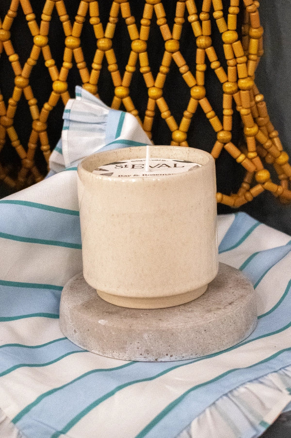 St. Eval Sand Dune Bay & Rosemary Ceramic Candle - The Mercantile London