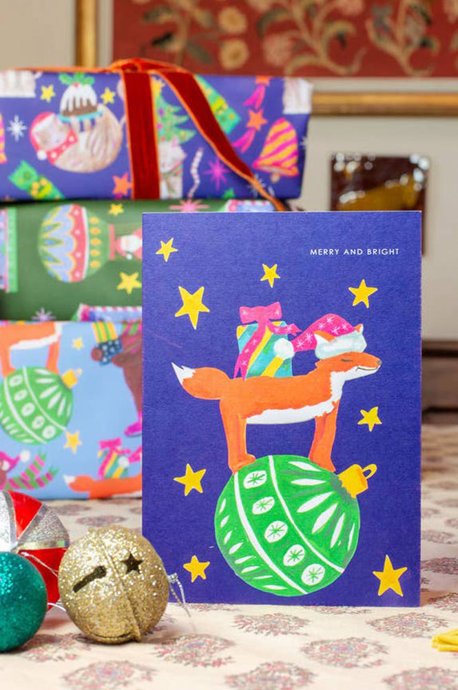 Hutch Cassidy Fox on Bauble Christmas Card - The Mercantile London