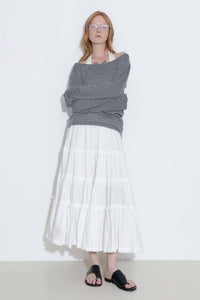 100% Cotton A-line Ruffled White Cake skirt: White / UN - The Mercantile London