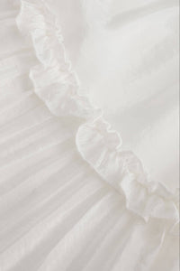 100% Cotton A-line Ruffled White Cake skirt: White / UN - The Mercantile London