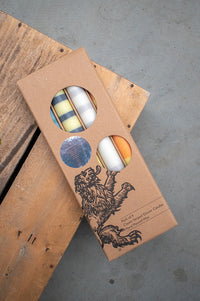 British Colour Standard Green & Yellow Striped Dinner Candles - The Mercantile London