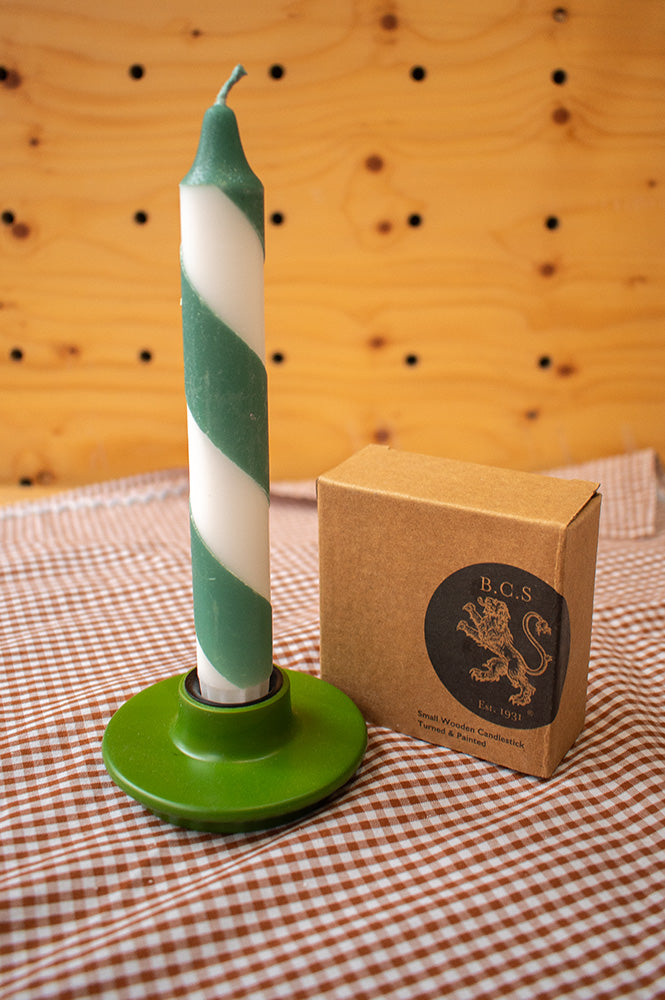British Colour Standard Olive Wooden Candleholder - The Mercantile London