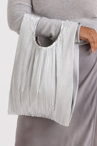 Baggu Pleated Silver Metallic Standard Bag - The Mercantile London