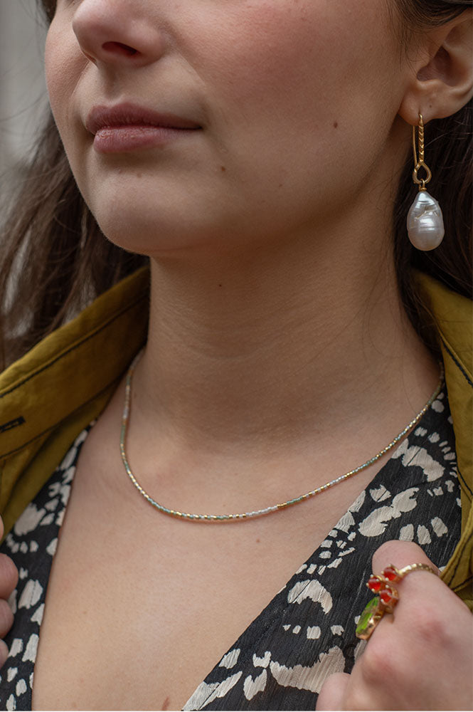 Atelline Miyuki Bead White Necklace - The Mercantile London