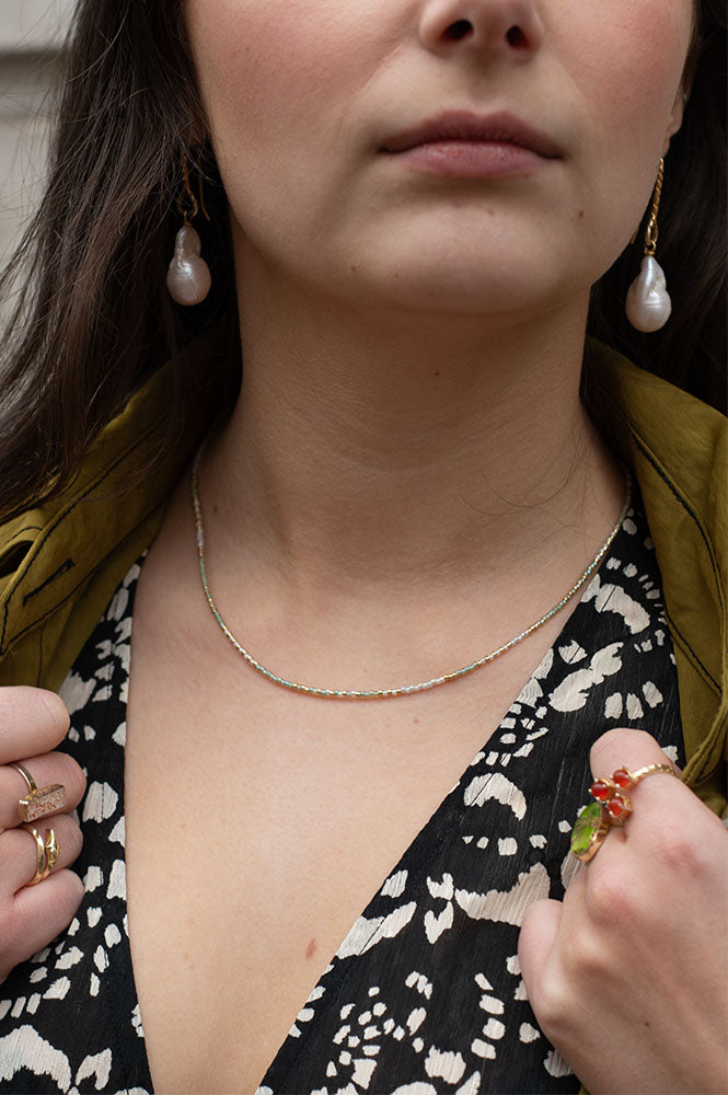 Atelline Miyuki Bead White Necklace - The Mercantile London