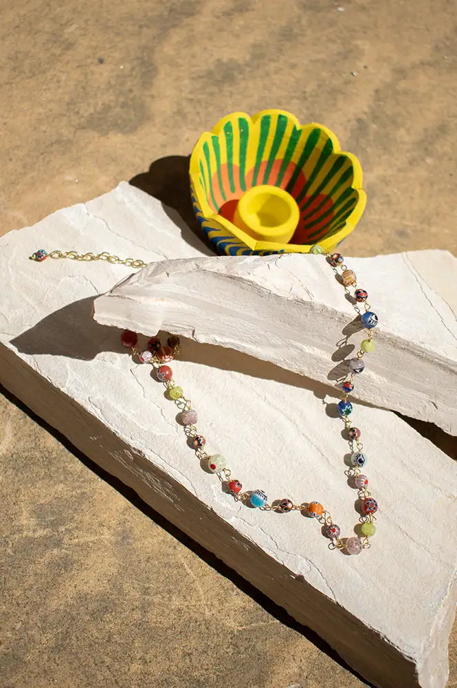 Millefiori Glass Bead Chain Necklace