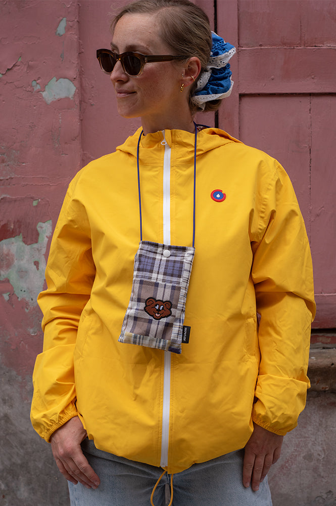 Howlin Magic Shaggy Bear Blue Madras Pouch - The Mercantile London