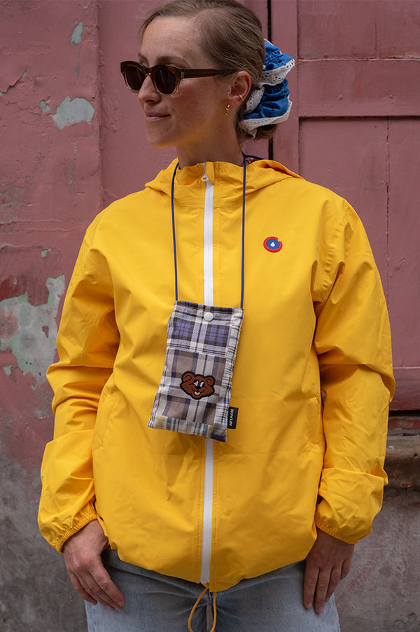 Howlin Magic Shaggy Bear Blue Madras Pouch - The Mercantile London