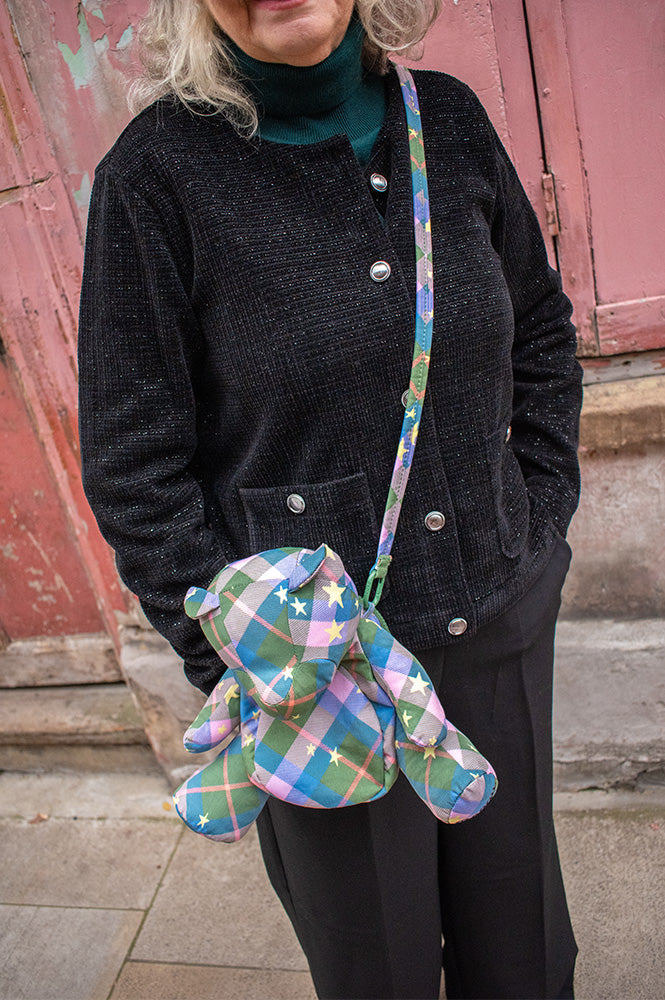 Baggu Green Star Plaid Bear Bag