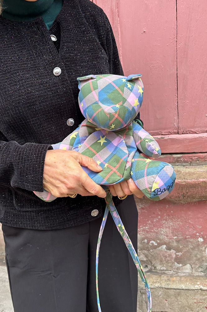 Baggu Green Star Plaid Bear Bag