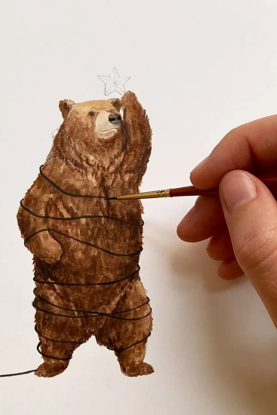 Mister Peebles Beary Lights Christmas Card - The Mercantile London