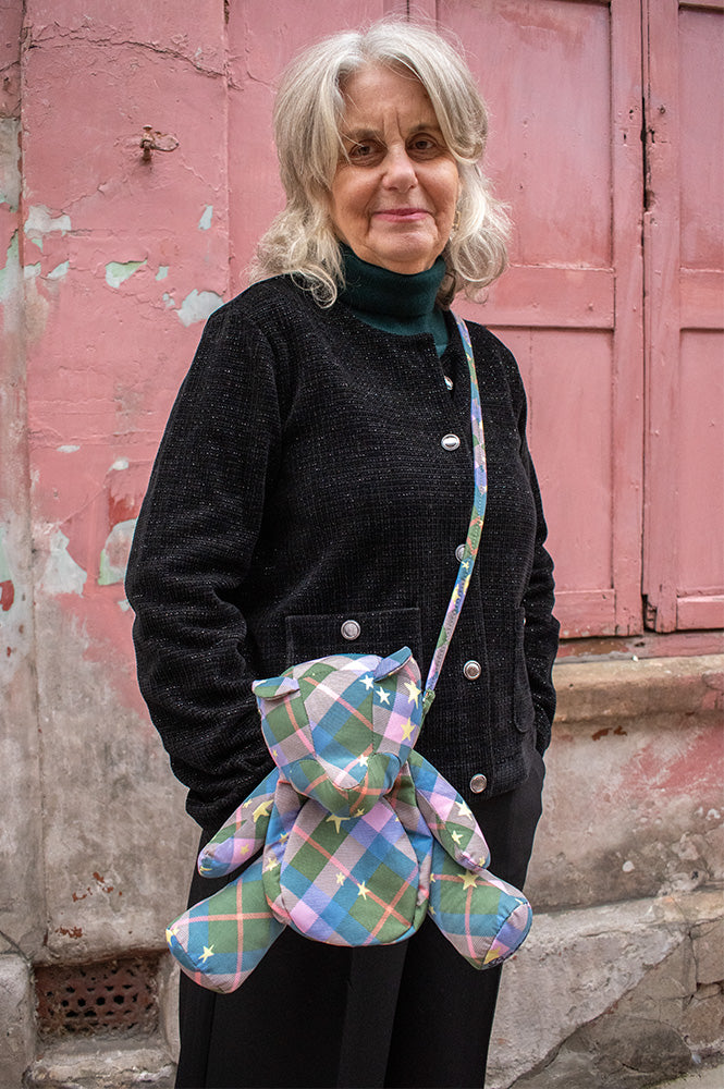 Baggu Green Star Plaid Bear Bag