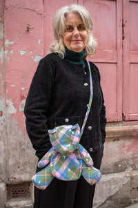 Baggu Green Star Plaid Bear Bag