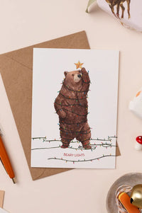 Mister Peebles Beary Lights Christmas Card - The Mercantile London