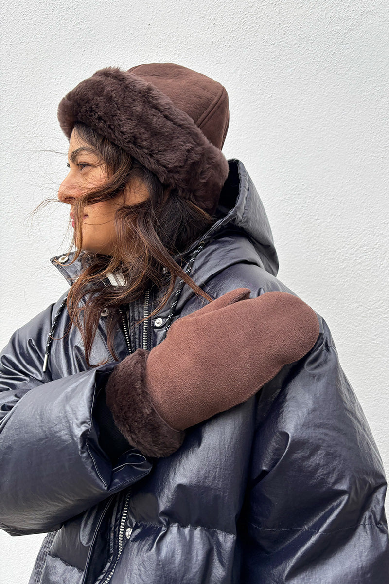 Beck Söndergaard Doa Chocolate Torte Shearling Mittens - The Mercantile London