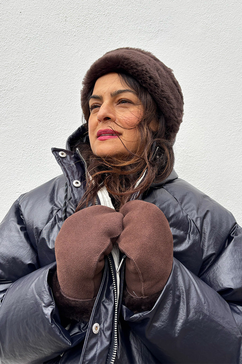 Beck Söndergaard Doa Chocolate Torte Shearling Mittens - The Mercantile London