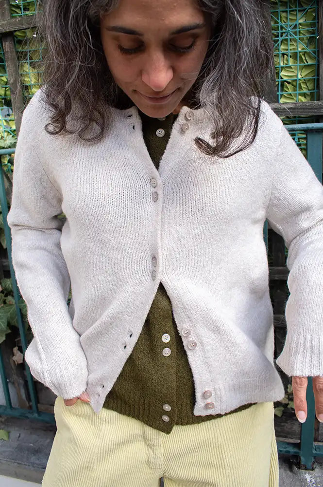 Fransa Bela Oatmeal Melange Cardigan