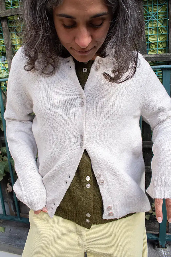 Fransa Bela Oatmeal Melange Cardigan
