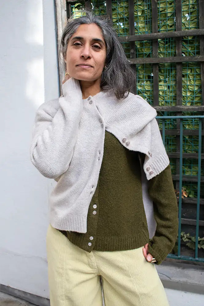 Fransa Bela Oatmeal Melange Cardigan