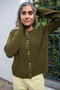 Fransa Bela Fir Green Melange Cardigan