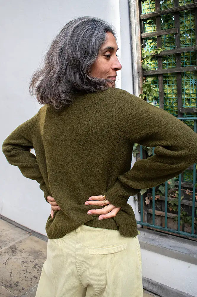 Fransa Bela Fir Green Melange Cardigan