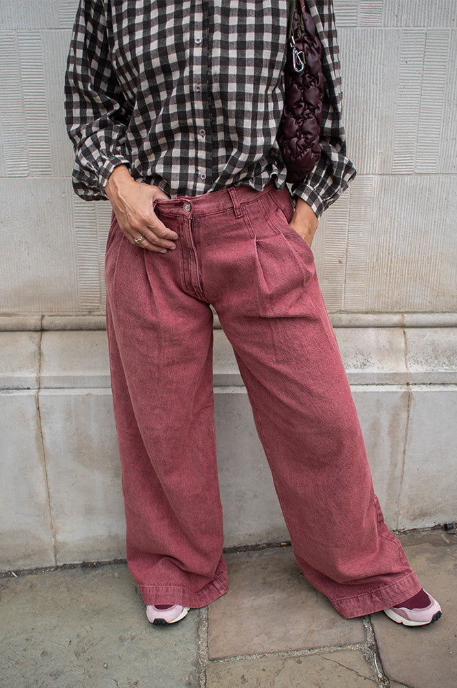 Bellerose No.74 Wine Stone Wide Leg Pleated Jeans - The Mercantile London