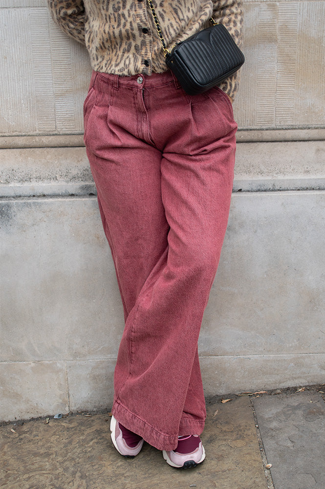 Bellerose No.74 Wine Stone Wide Leg Pleated Jeans - The Mercantile London